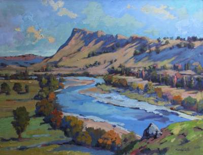 "March Afternoon, Te mata Peak" - oil on canvas, Hawke's Bay - Painting by Nicholas Hayter, an artist from Hawke's Bay, New Zealand.