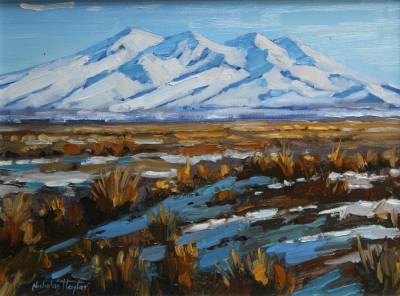 "Mt Ruapehu Aspect" - oil on board, framed - Painting by Nicholas Hayter, an artist from Hawke's Bay, New Zealand.