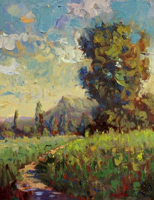 "Meadow Aspect" - oil on board - Painting by Nicholas Hayter, an artist from Hawke's Bay, New Zealand.