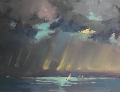 "Stormy Weather" - oil on board - Painting by Nicholas Hayter, an artist from Hawke's Bay, New Zealand.