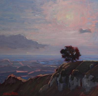 "Peak Evening" - oil on board - Painting by Nicholas Hayter, an artist from Hawke's Bay, New Zealand.