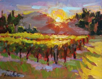 "One Fine Day in January" - oil on board - Painting by Nicholas Hayter, an artist from Hawke's Bay, New Zealand.