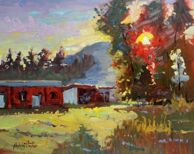 "Rural Evening Aspect" - oil on board - Painting by Nicholas Hayter, an artist from Hawke's Bay, New Zealand.