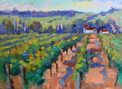 "Harvest Aspect" - oil on board - Painting by Nicholas Hayter, an artist from Hawke's Bay, New Zealand.