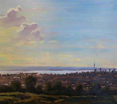 "Clear Sky Day" - oil painting on board, ref#532 - Painting by Nicholas Hayter, an artist from Hawke's Bay, New Zealand.