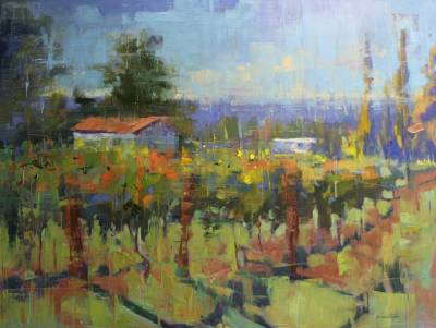 "Impressions of a Vineyard" - oil on canvas - Painting by Nicholas Hayter, an artist from Hawke's Bay, New Zealand.