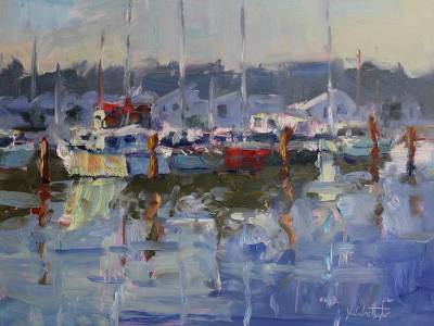 "Yacht Impression" - oil on board - Painting by Nicholas Hayter, an artist from Hawke's Bay, New Zealand.