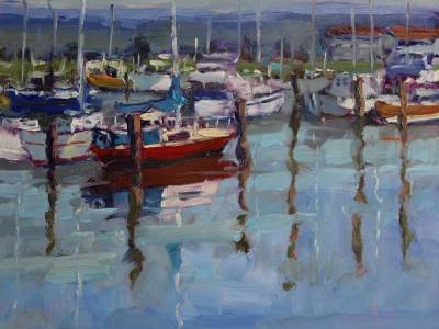 "About to Set Sail" - oil on board - Painting by Nicholas Hayter, an artist from Hawke's Bay, New Zealand.