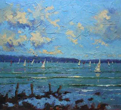 "Offshore Breeze" - oil on board - Painting by Nicholas Hayter, an artist from Hawke's Bay, New Zealand.