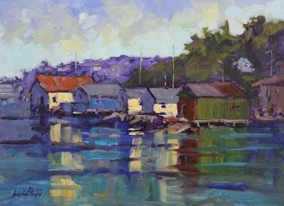 "Evans Bay" - oil on board, framed - Painting by Nicholas Hayter, an artist from Hawke's Bay, New Zealand.